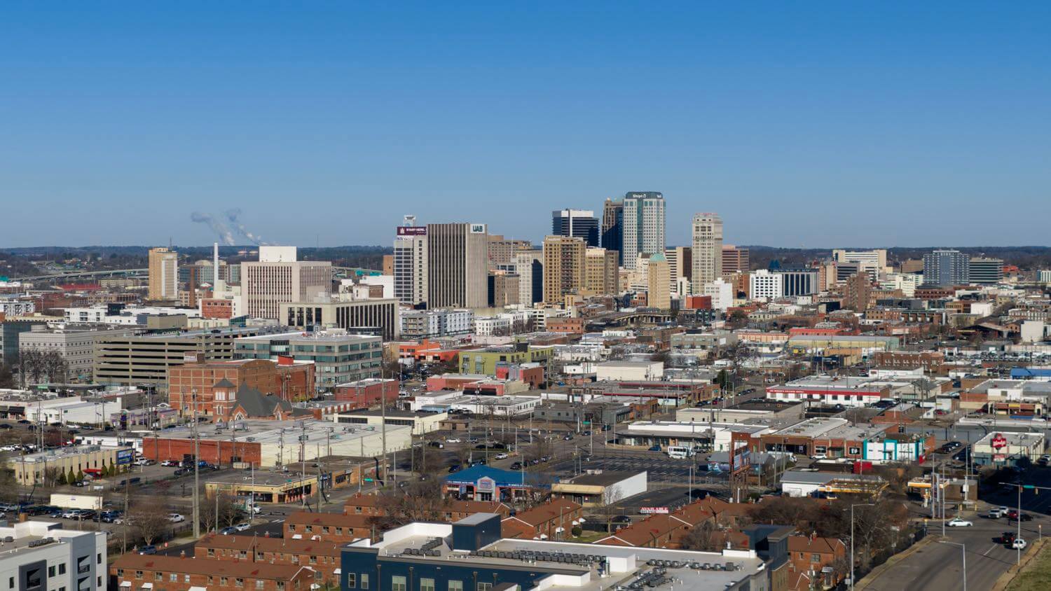 Downtown Birmingham, Alabama skyline &mdash; EMF radiation testing and shielding help for Birmingham homes
