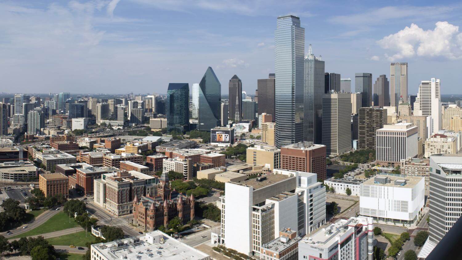 Downtown Dallas, Texas skyline by day &mdash; EMF radiation testing and shielding help for Dallas homes
