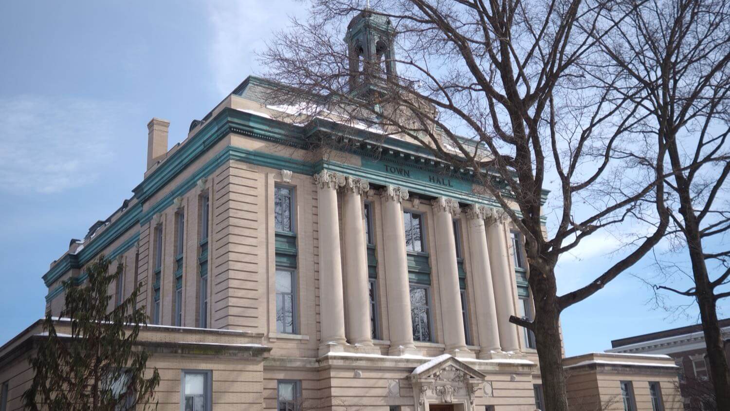 Greenwich Town Hall, a Beaux-Arts civic landmark in Greenwich, Connecticut — EMF radiation testing and shielding help for Greenwich homes