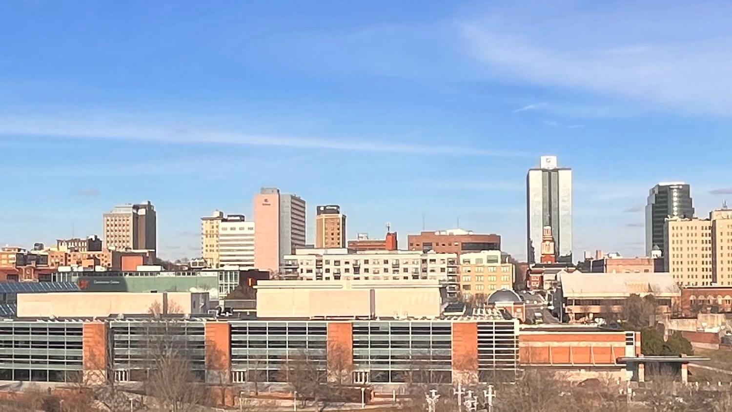 Downtown Knoxville, Tennessee skyline with the Sunsphere — EMF radiation testing and shielding help for Knoxville homes