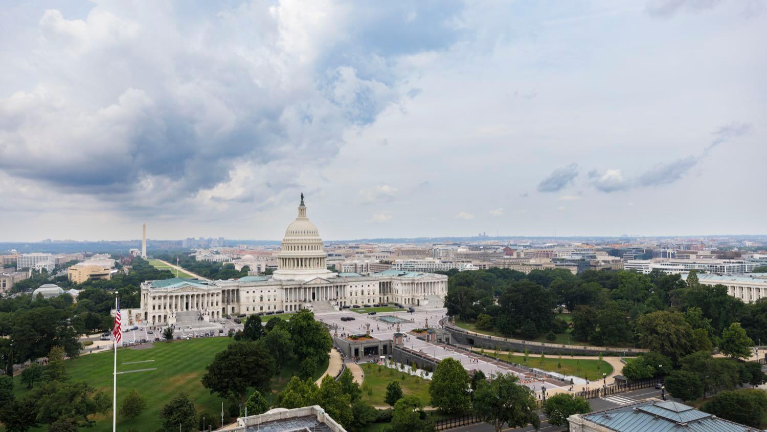 Washington, DC skyline with the U.S. Capitol dome and Washington Monument — EMF radiation testing and shielding help for D.C. homes
